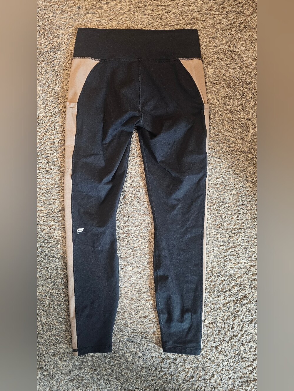 FABLETICS Powerhold Pocket High Rise Colorblock Leggings Womens Large Black/Tan